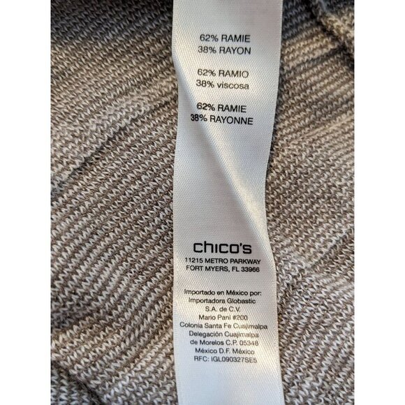 Chicos Easy Wear Women L Taupe Lighweight Open Cardigan Abstract Geometric Print - Picture 7 of 8